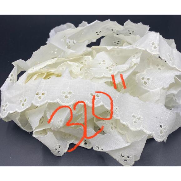 VTG Lace lot 46+ Yards Ruffled edging crochet bridal Nordstrom white color sew - Picture 9 of 14